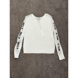 J Society Je T’aime White Black Sweater Small Paris French Cotton Long Sleeve
